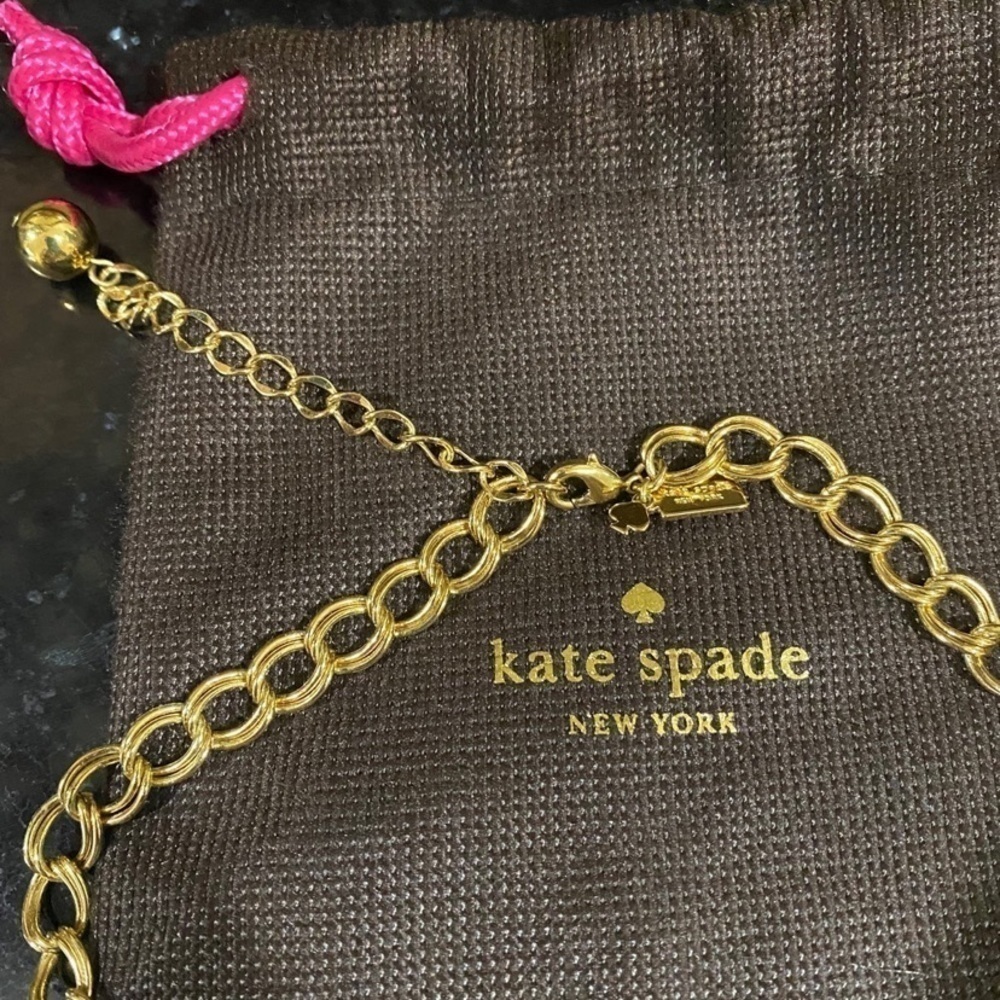 Kate Spade Crystal Enamel Faux Pearl Wallflower Collar Necklace Statement - Picture 7 of 8